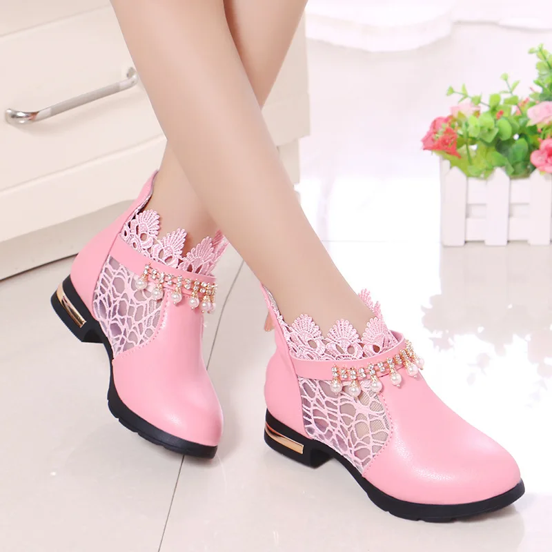 Zapatos NiñaGirl Leather Shoe New Lace Princess Shoes Fashion Ankle Boot Mesh Performance Shoe Lolita Shoes Kid Shoes Mary Jane