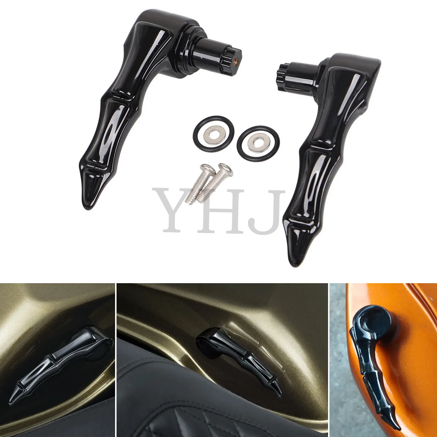

For Harley Touring Road King Street Glide FLHR FLTRXS 2014-2023 Gloss Black Motorcycle Saddlebag Lid Lifters Latch Handle Lever