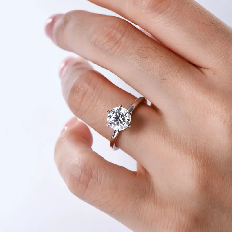 

Lnkry GRA Certified 8MM 2CT Solitaire Moissanite Rings 925 Sterling Silver 6 Claws Wedding Ring For Women Bridal Fine Jewely