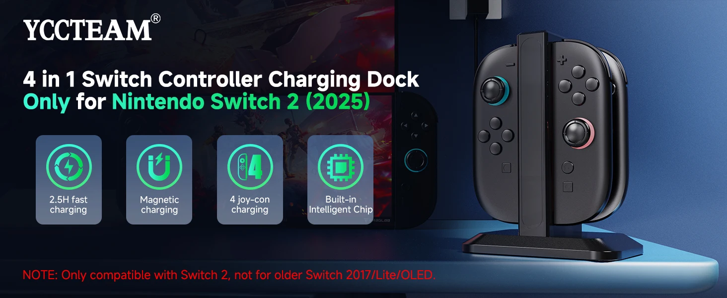 Joycon Ladestation für Nintendo Switch/Switch 2, Joy-Con Controller Ladegerät 4in1 Station für Nintendo Switch Controller Ladegerät – Detail 7