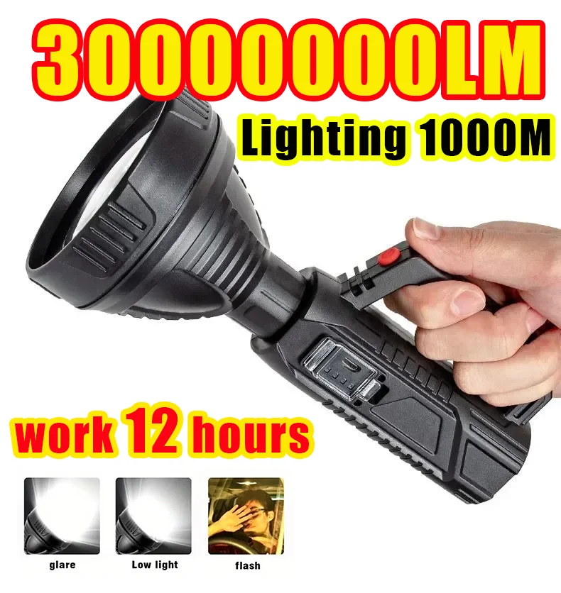 

2025 НОВЫЙ сверхмощный светодиодный фонарик, ручной прожектор, USB перезаряжаемый тактический фонарь, супер яркие уличные фонари для кемпинга