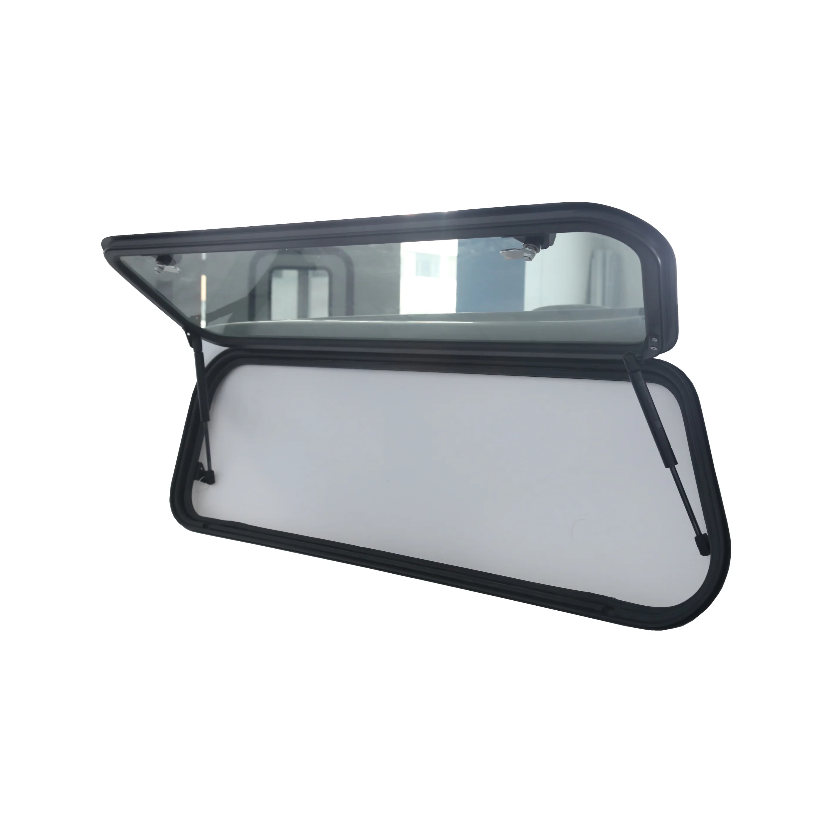 Aluminum Alloy Frame E-mark/DOT Tempered Glass PUSH-OUT Window With SUPPORT ROD For Pickup Truck