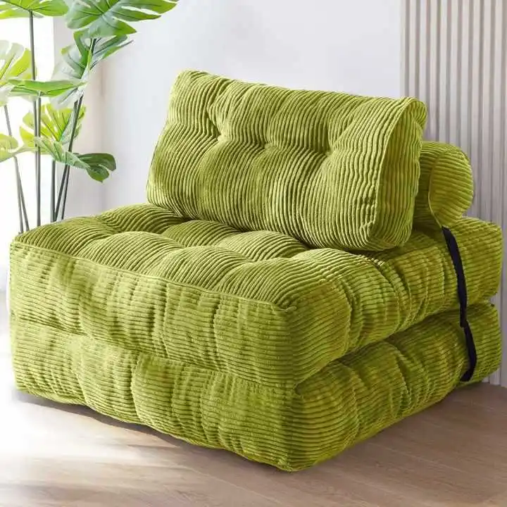 Waffle Corduroy Sofa Bed Furniture Fold Out Convertible Sleeper Modern Living Room Couch Single Bed for Apartment Studio Dorm