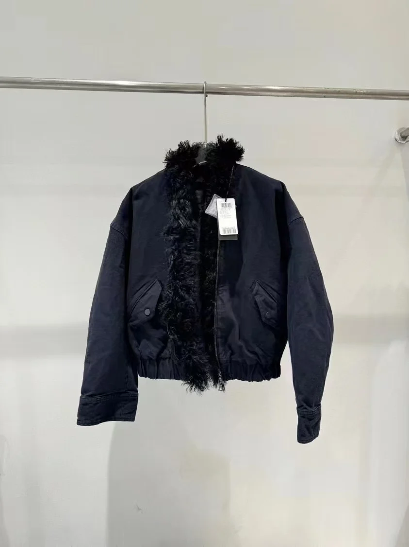 

Съемное шерстяное пуховое пальто-куртка женское повседневное короткое с молнией, теплое, с отложным воротником, из шерстяного материала