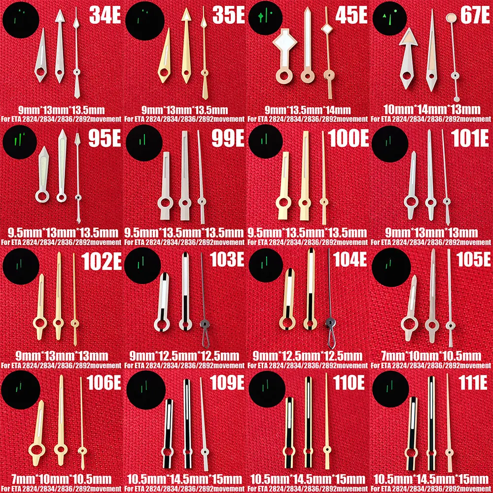Watch Accessories Watch Pointer ETA 2824 Hands Pointer Green luminous, Suitable for ETA 2824/ 2836 /2892/ Movement1E-159E