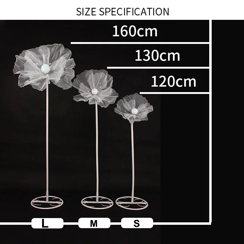 3Pcs/Set Wedding Decor Props Road Lead Flowers Wedding Stage Silk Flower Mesh Artificial Plants Garden Flower Decoration Mariage