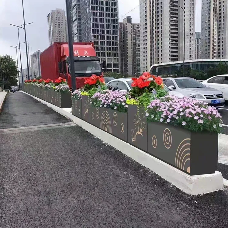 

Wrought iron flower box courtyard mobile outdoor store pot street flower bed fence partition stainless steel