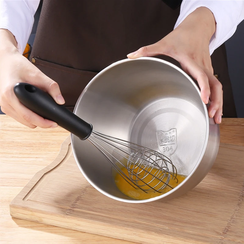 Kitchen Stainless Steel Egg Beater Basin Fruit Salad Stirring Seasoning Bowl With Lid Food Storage Container Home Cooking Tools