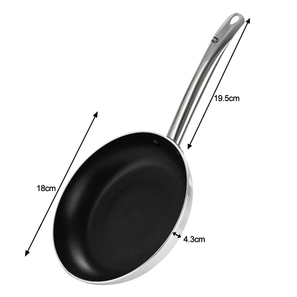 Aluminum Frying Pan Brushed Cooking Pans Egg Fryer With Long Handle Diameter 18/20cm For Cooking Pot