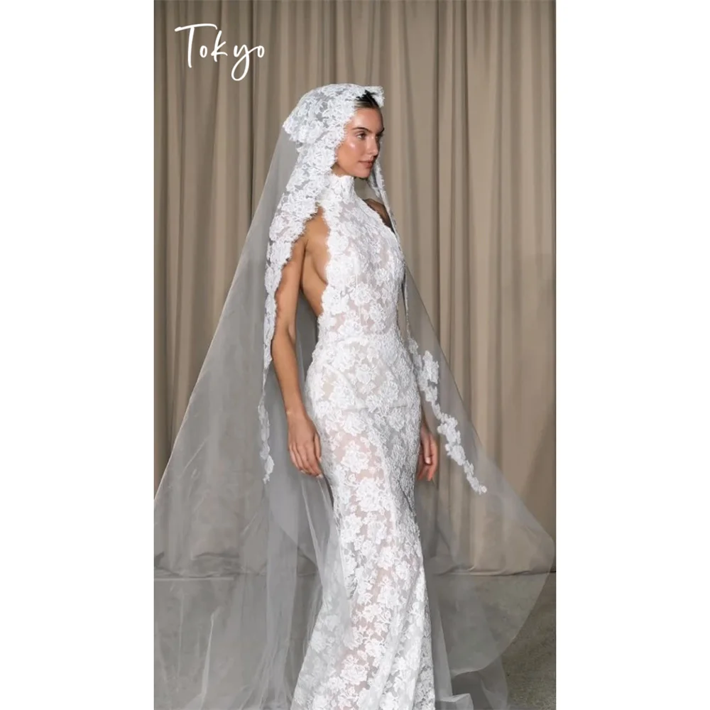 mermaid dress with long veil Abigail's Perfect Lace Wedding Dress