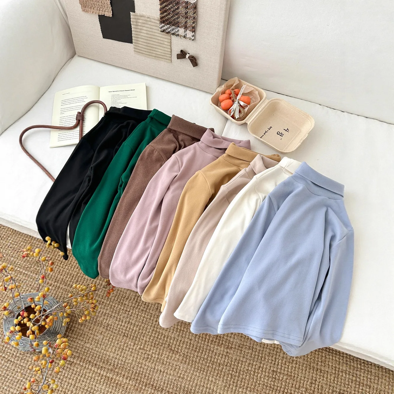 Autumn Winter Children Girls Undershirt Cotton Turtleneck Toddler Baby Girls Basic Shirt Loose Versatile Multicolor Kid Girl Top