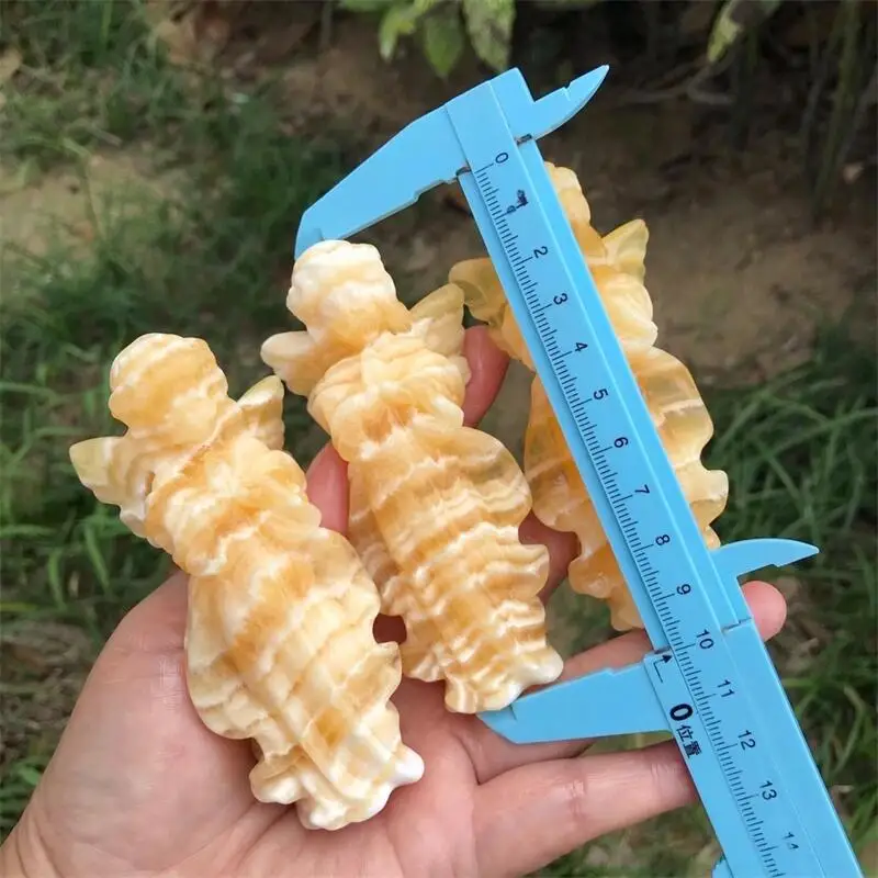 Natural Orange Calcite Angel Handmade Carved Figure Statue Home Decoration Ornament Crystal Reiki Healing Gift