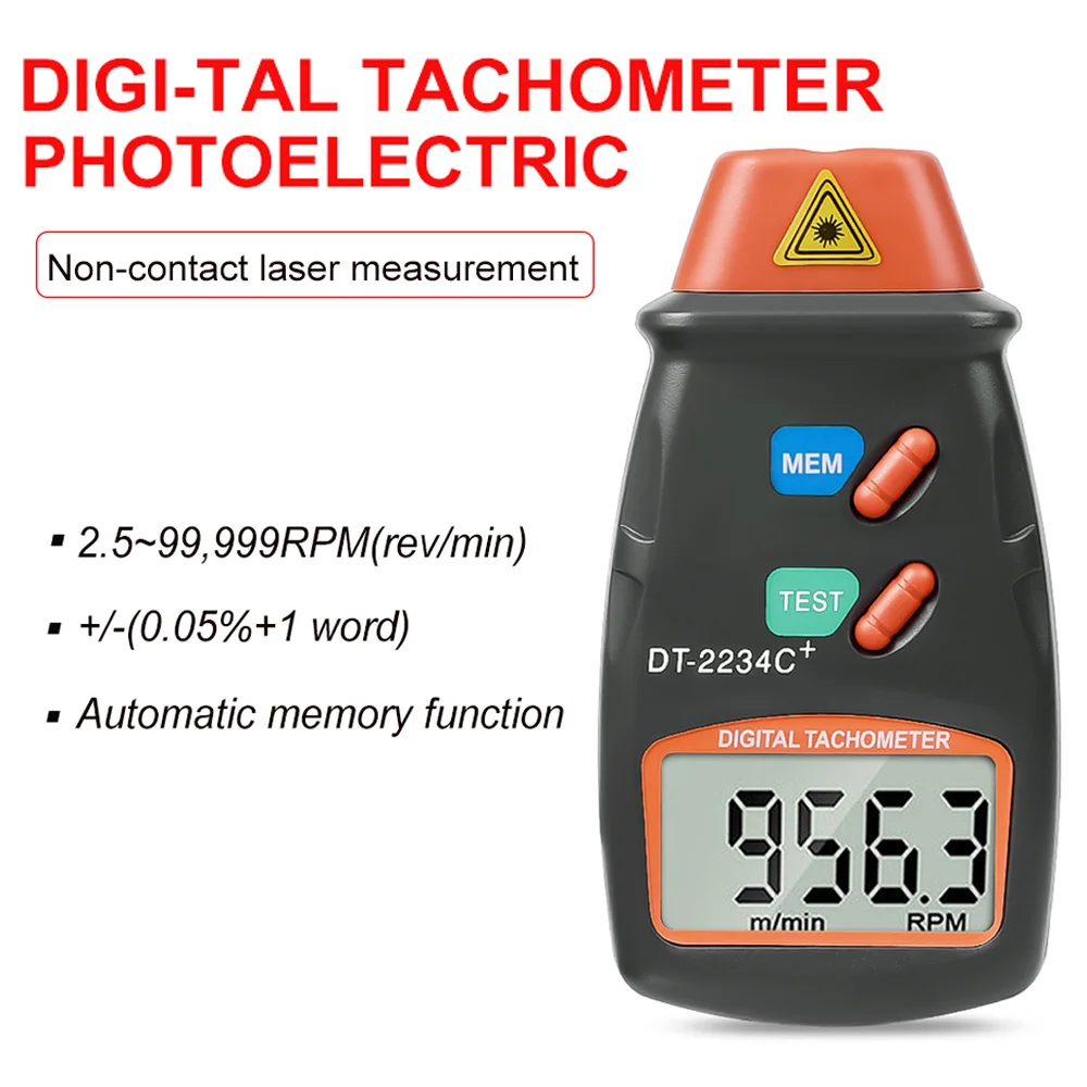 New 1set Digital Laser Tachometer RPM Meter Non-Contact Motor Speed Gauge Revolution Spin