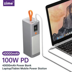 Zime 보조배터리 USB C 고속 충전 보조베터리 외장 배터리 휴대용 충전기, 맥북 아이폰 15 샤오미 화웨이용, 40000mAh, 100W