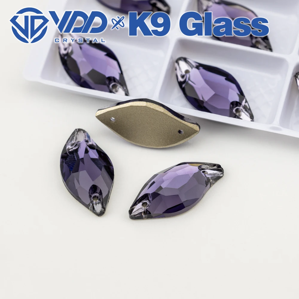 VDD S120 Tanzanit-Blatt AAAAA Top-Qualität K9-Glas aufnähbare Strasssteine, Kristall-Flachsteine zum Aufnähen für Kleidungsdekorationen – Detail 1