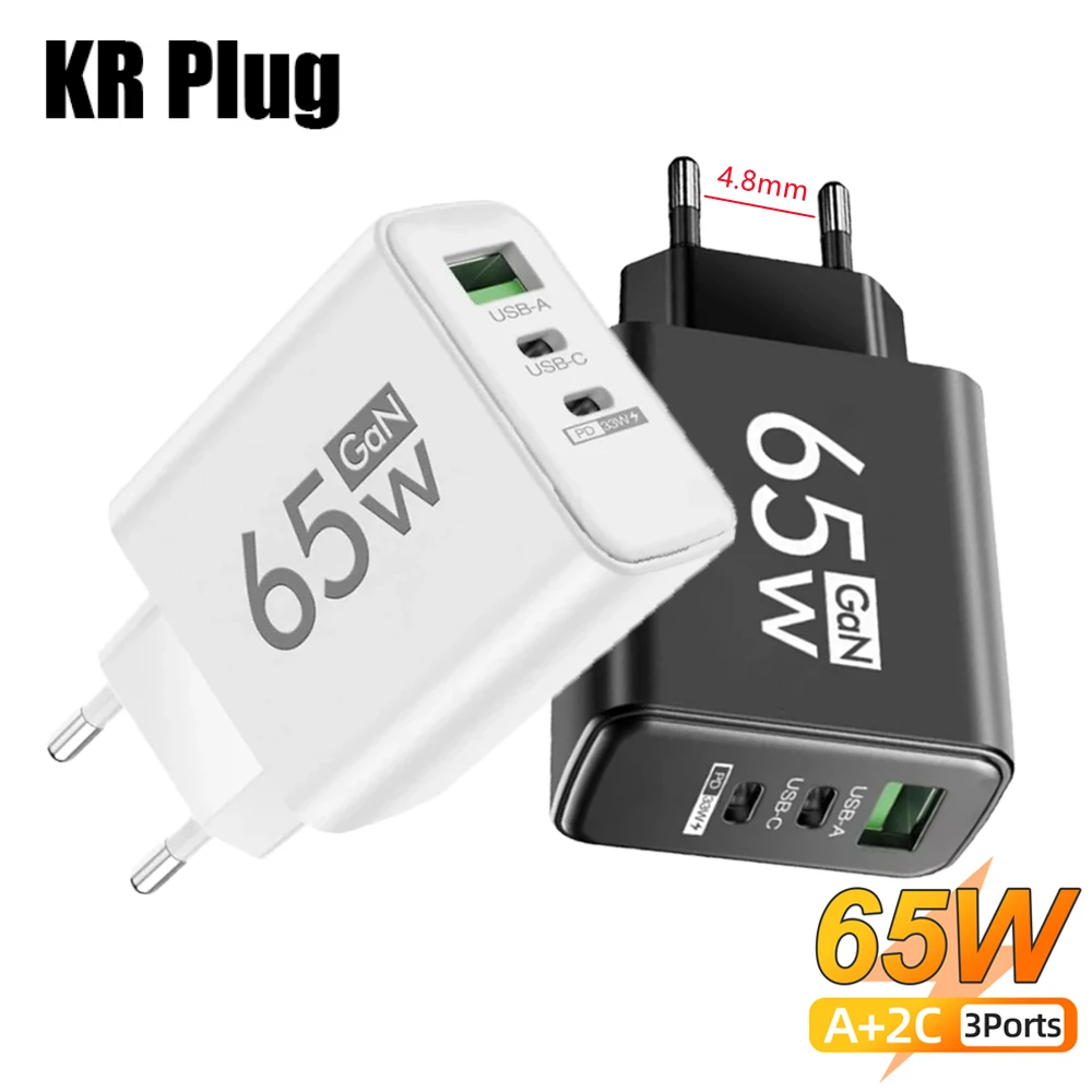 3 Ports Quick Charge USB Charger PD Type C Fast Charging Adapter Wall EU US KR Plug Charger For iPhone 16 Xiaomi Samsung Huawei