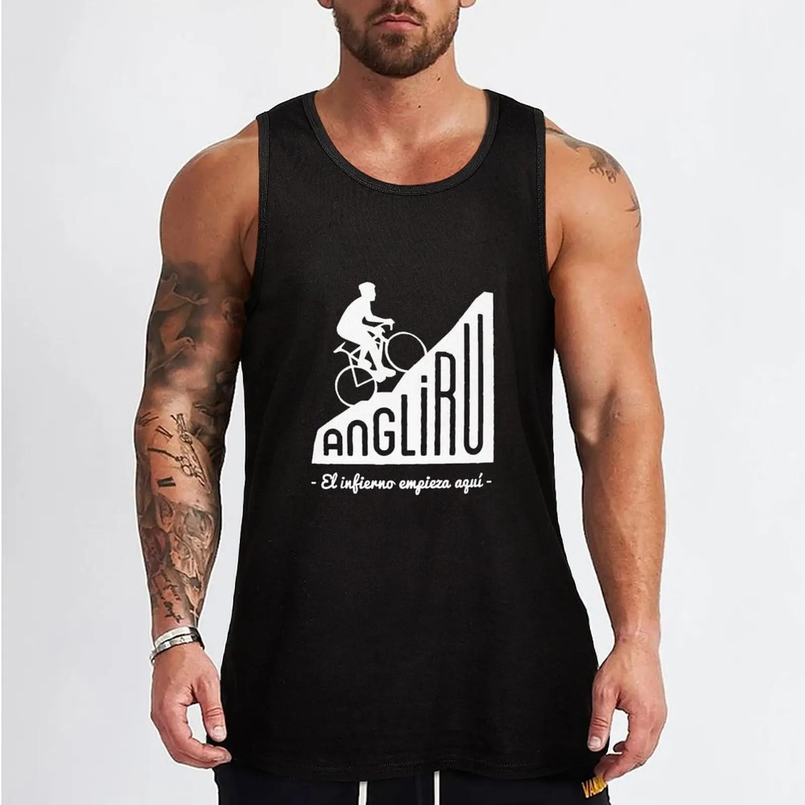 Angliru climb El infierno empieza aquí cycling Vuelta Espa?a Tank Top Men's summer vest T-shirts men man vest