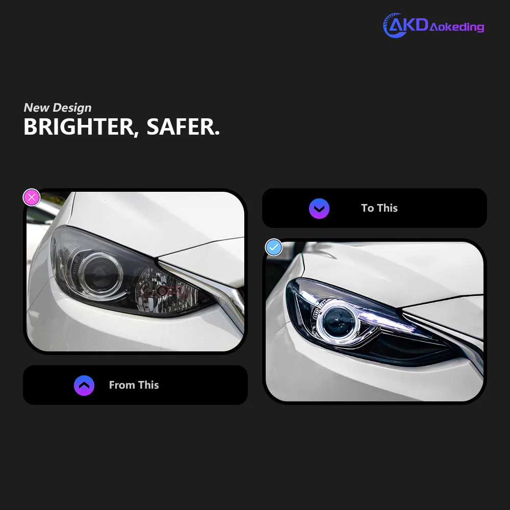 for 1Mazda 3 Onxella 4-16 year headlight assembly low-end upgrade high-end LED daytime running lights