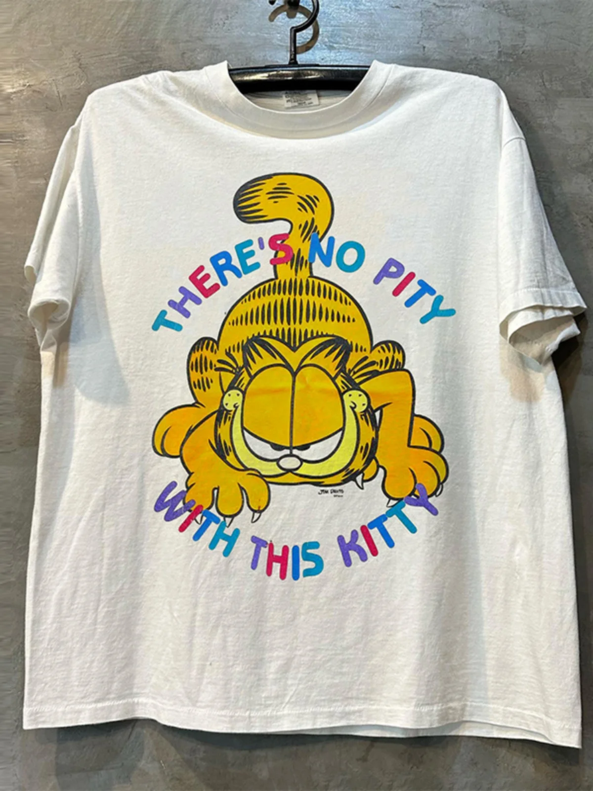 Vintage American Cartoon Anime Surrounding Short Sleeve Cotton T-Shirt Unisex Heavyweight College Style round Neck T-Shirt