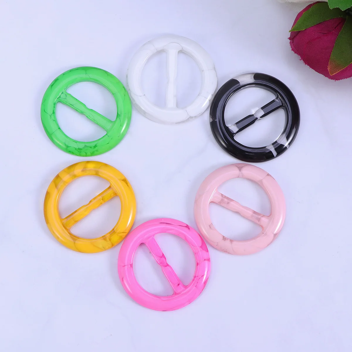 6 قطعة مقاطع تي شيرت مستديرة الملابس الزاوية معقود أبازيم وشاح أنيق كليب خواتم الصيف زي الديكور مشبك الموضة