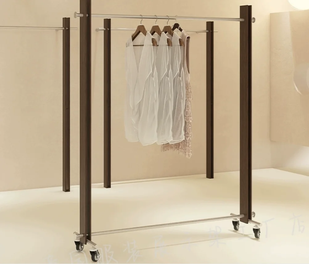 Clothing store display rack, clothes hanger, floor standing live broadcast room display rack, wooden element new model