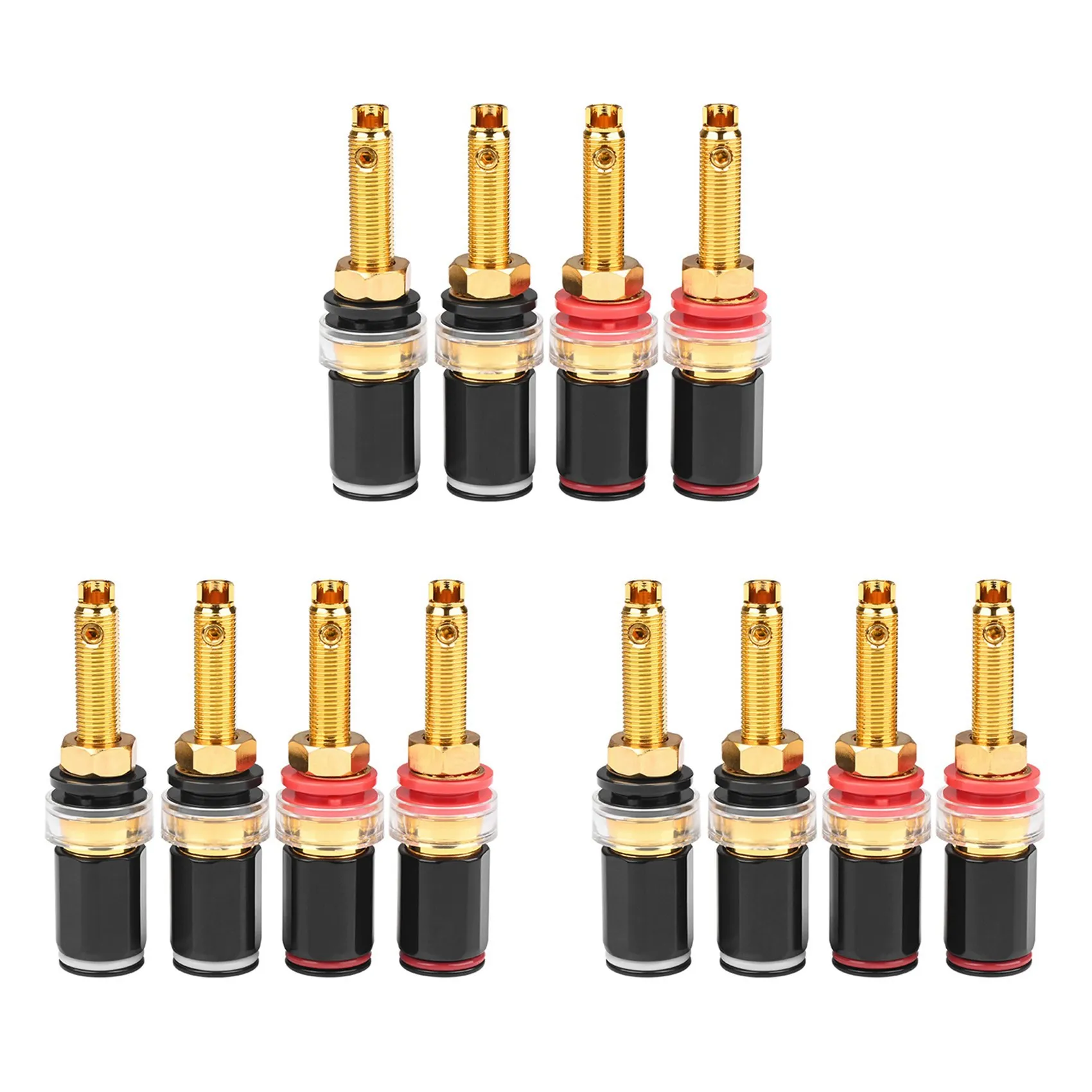 12Pcs Hifi Speaker Terminal Binding Post Pure Copper Gold Plated Amplifier Connector for Female Banana Jack Plug