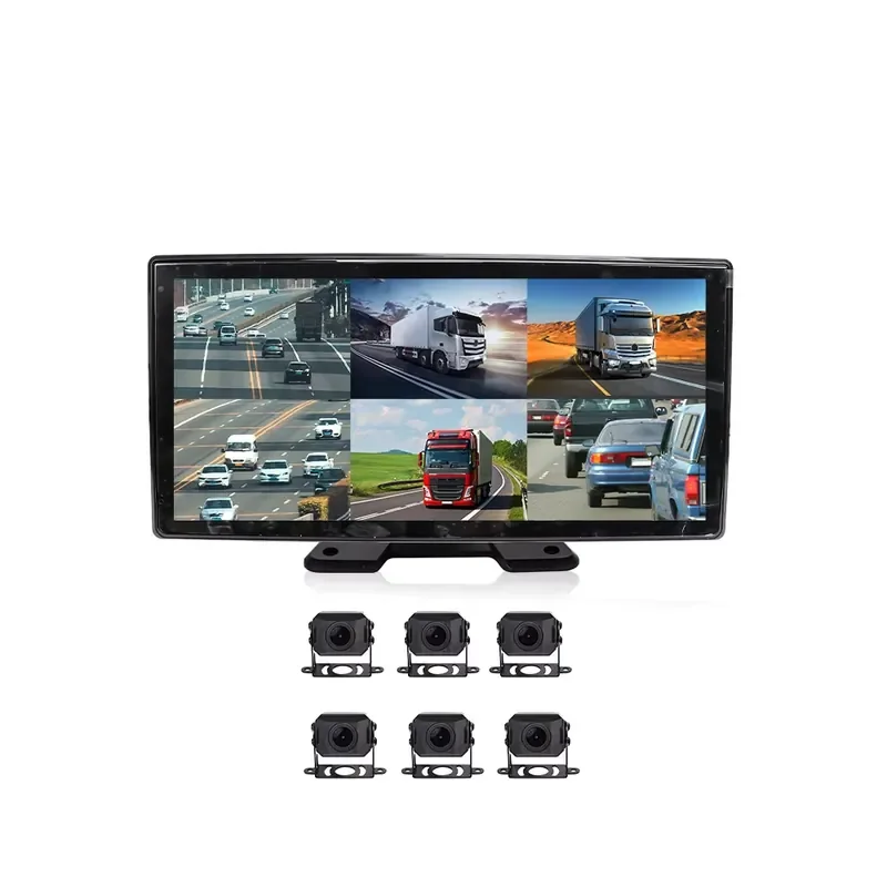 10.36inch Screen DashCam Front Rear 1080P AHD 10.1inch Split Light Alarm BSD AI Truck Backup
