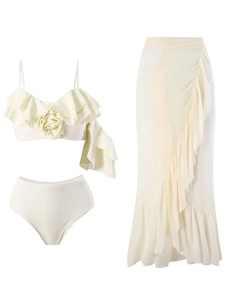 Retro bikini bedrukt mode eendelig badpak en cover-up met rok strak damesbandage zomerstrand luxe elegant