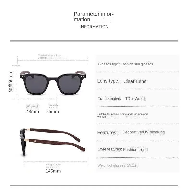 New Arrival Men Vintage Wooden Frame Sunglasses Classic Brand Sun Glasses Coating Lens Driving Eyewear for Men/women image 2