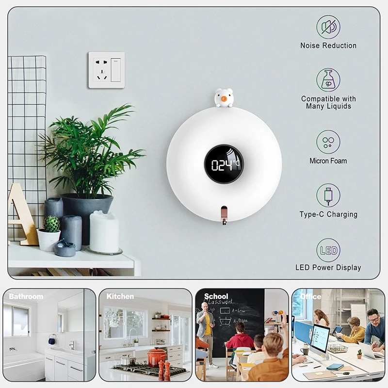 Mới Bình Đựng Xà Phòng Liquid 300Ml Touchless Tự Động Bọt Xà Phòng Treo Tường Gắn Rửa Tay Diệt Khuẩn Máy Phòng Tắm Nhà