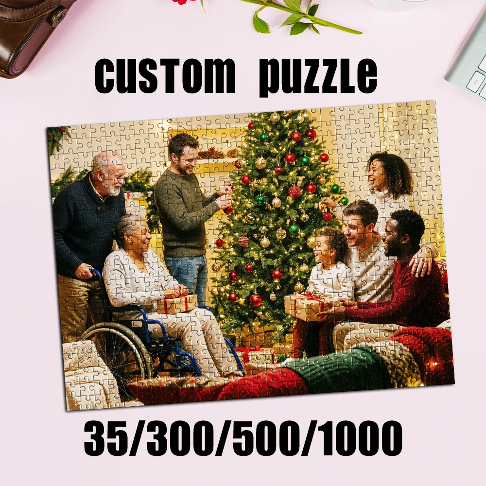 Personalized Custom Photo Puzzle Customize Family Christmas Friendly Puzzles Toy, Great Personalized Gift For Family & Friends