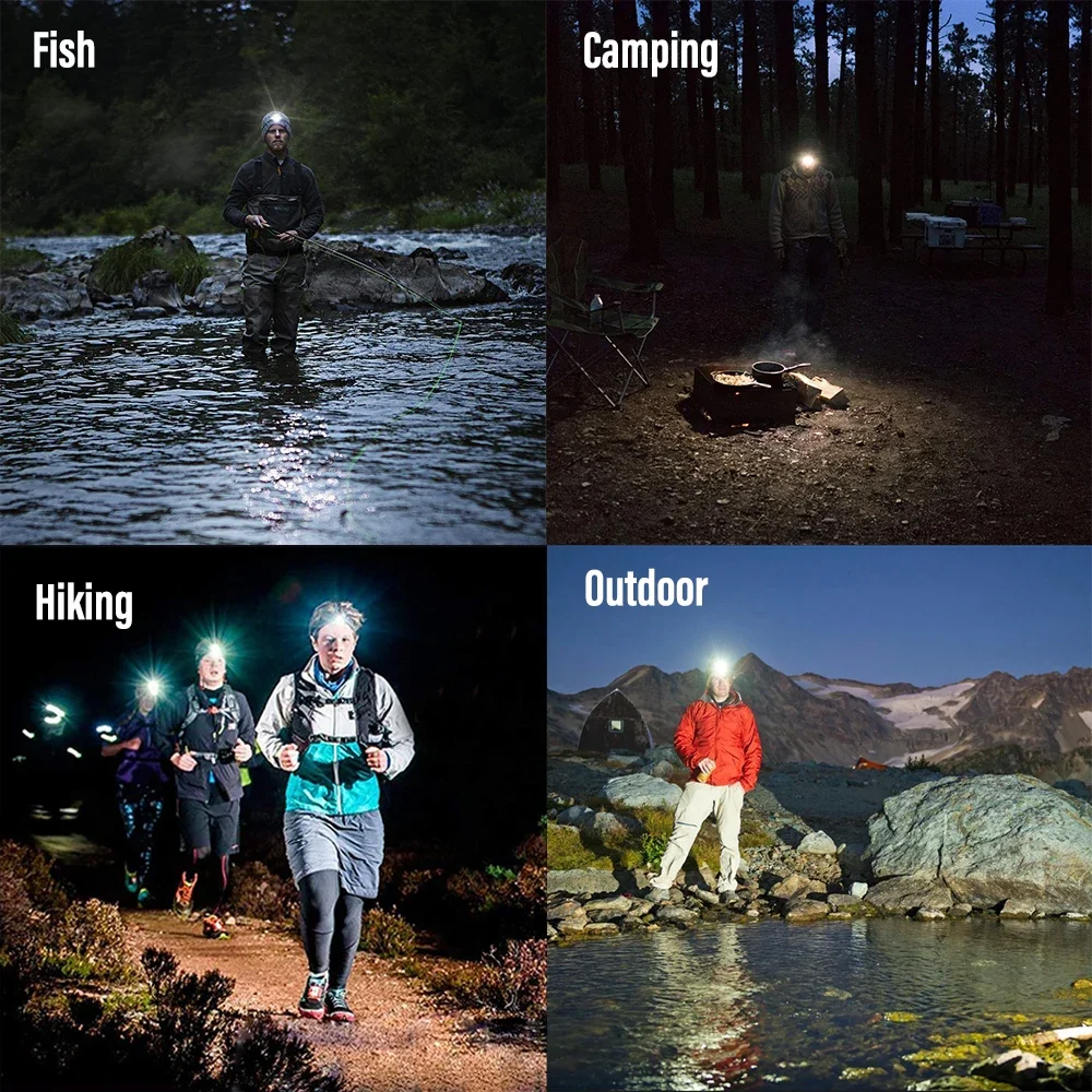 Super Bright COB Headlamp Portable Work Light USB Rechargeable Head Torch Outdoor Waterproof Searchlight Outdoor Travel Lantern