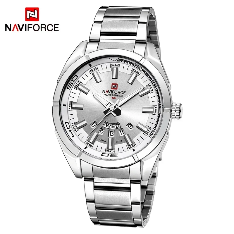 NAVIFORCE NF9038 orologi da uomo orologio da uomo in acciaio pieno impermeabile Casual al quarzo data Sport orologio da polso militare Relogio