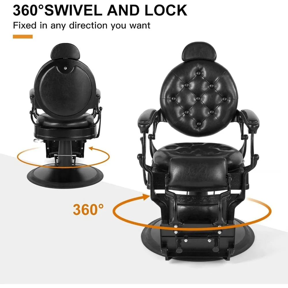 كرسي حلاق ريترو كراسي حلاقة شديدة التحمل كرسي صالون عتيق كرسي استلقاء هيدروليكي مدورة توسيد الجمال #4