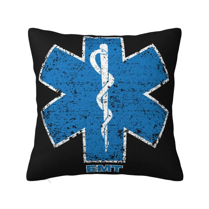 Modern Emt Star Of Life Cushion Cover for Sofa Polyester Paramedic Medic Ambulance Throw Pillow Case Bedroom Decoration
