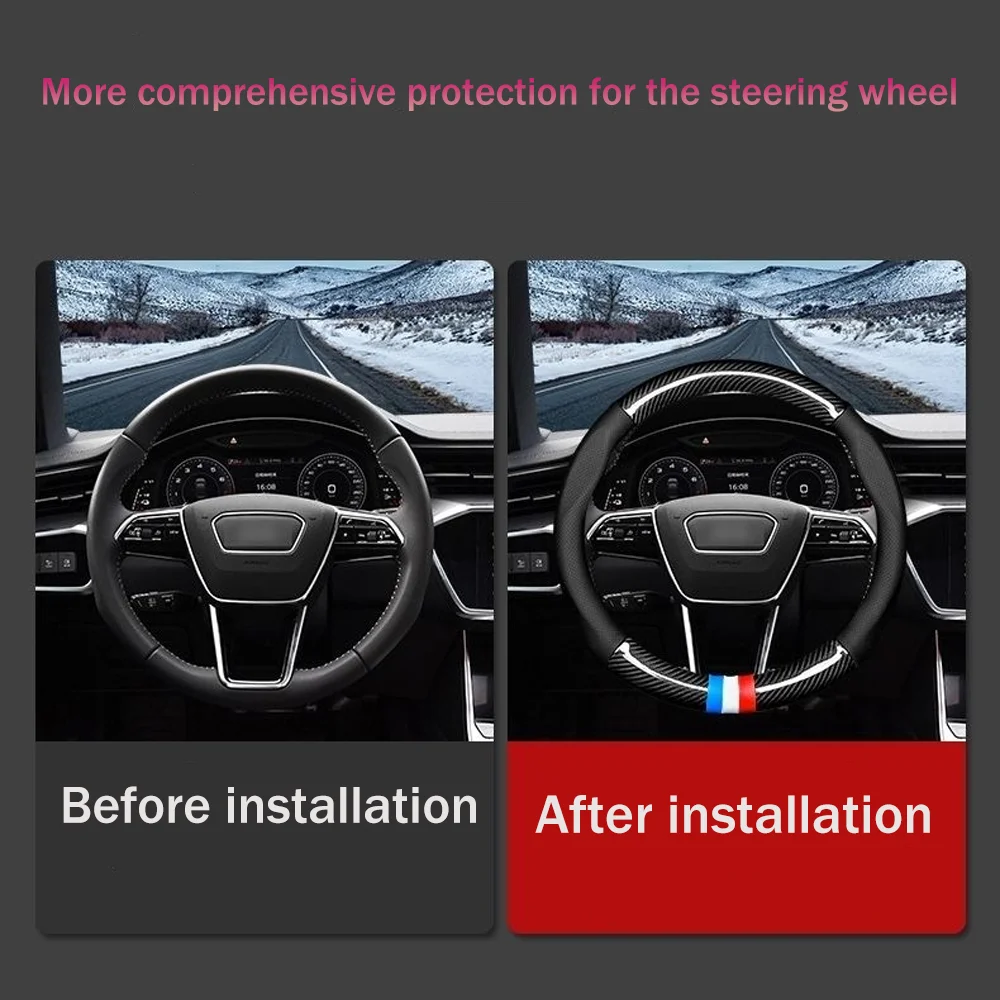 For BMW X1 iX1 U11 F48 2016~2025 2022 2023 2024 Car Carbon Fiber Steering Wheel Scratch Protective Cover Interior Accessories