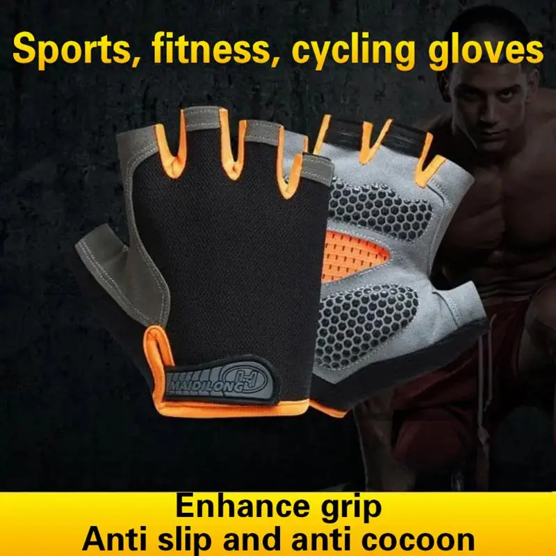 Half Finger Cycling Gloves Men Women Anti Slip Shock Breathable Summer Bicycle Fingerless Sports Gym Training Bike