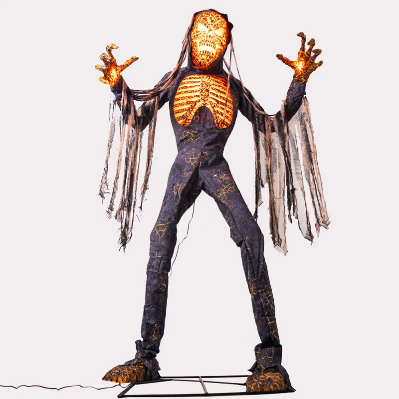 Halloween large electric voice-activated sensor ornament Haunted house secret room charred skeleton man decorative props