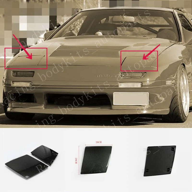 

For Mazda RX7 FC3S 2PCS Carbon Fiber OE Front Headlight Trim Cover car BodyKits