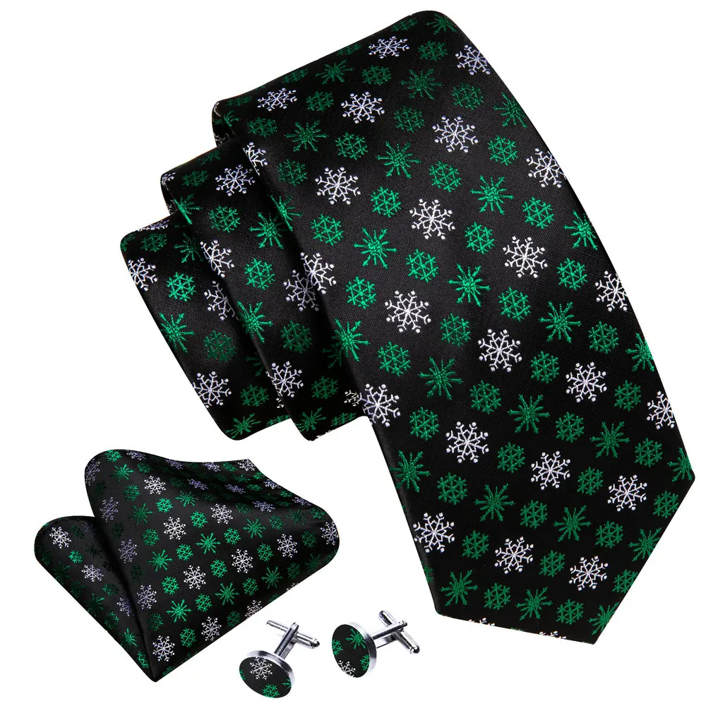 Dark Green Men Silk Tie Classic Woven Pocket Square Cufflinks Suit Necktie Sets Designer Business Wedding Party Barry.Wang 6543