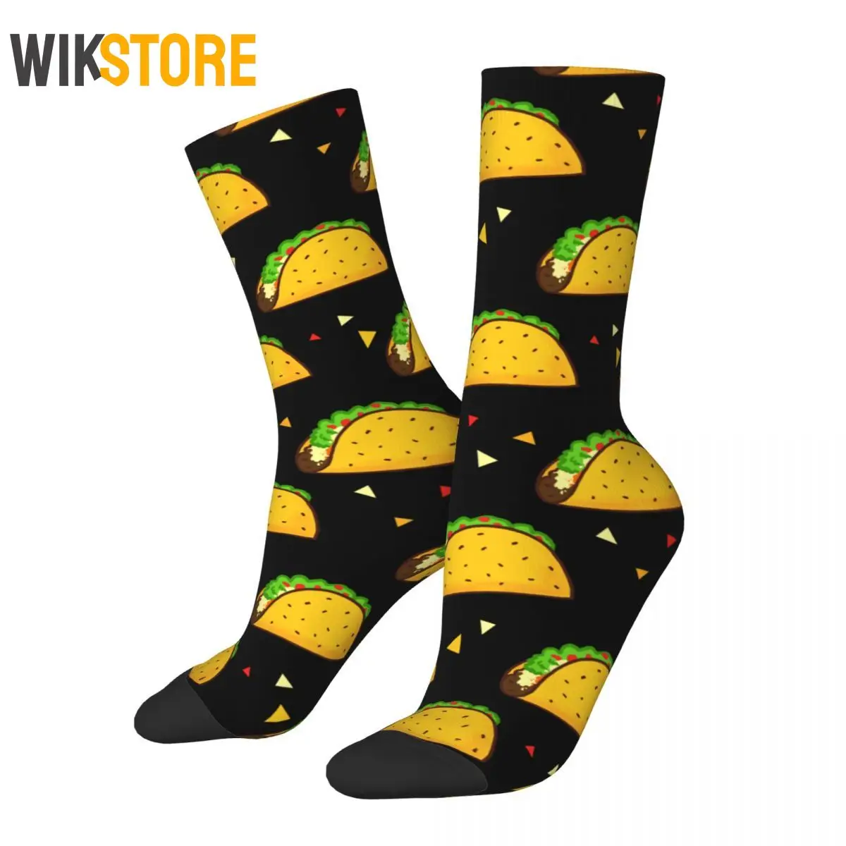 Yummy Taco Pattern Socks Men's Women's Fashion Socks Hip Hop Spring Summer Autumn Winter Middle Tube Socks Breathable Cute Sock