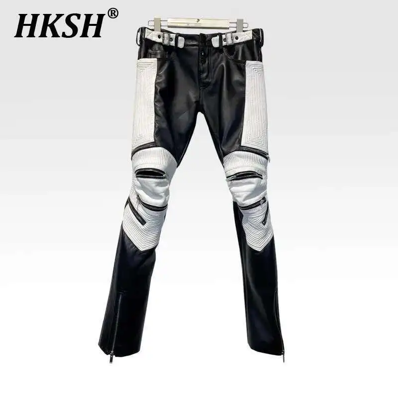 

HKSH Весенние новые мужские брюки Tide Punk Niche Design Shows с несколькими молниями Кожаные облегающие брюки Модные уличные азиатские размеры Chic HK4337