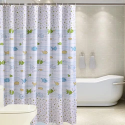 PEVA small fish shower curtain with hook waterproof and mildew-proof plastic shower curtain durable high-quality bathroom curtai