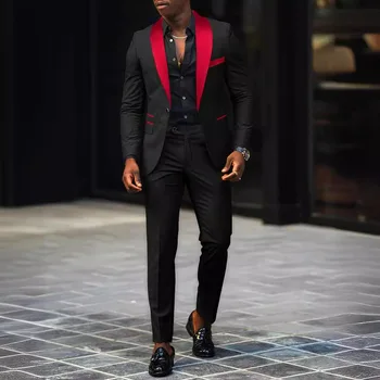 Men's New Fashion Business Casual Two-piece, Comfortable and Breathable Slim-fit Side Slit Single-button Suit Jacket+trousers