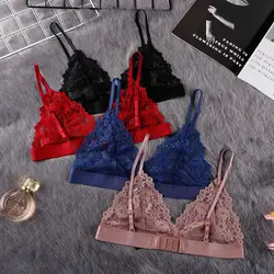 Transparent Anti Sag Tube Top NO Steel Ring Beauty Back Thin Underwear Lace Bralette Flower Women Bras Triangle Cup