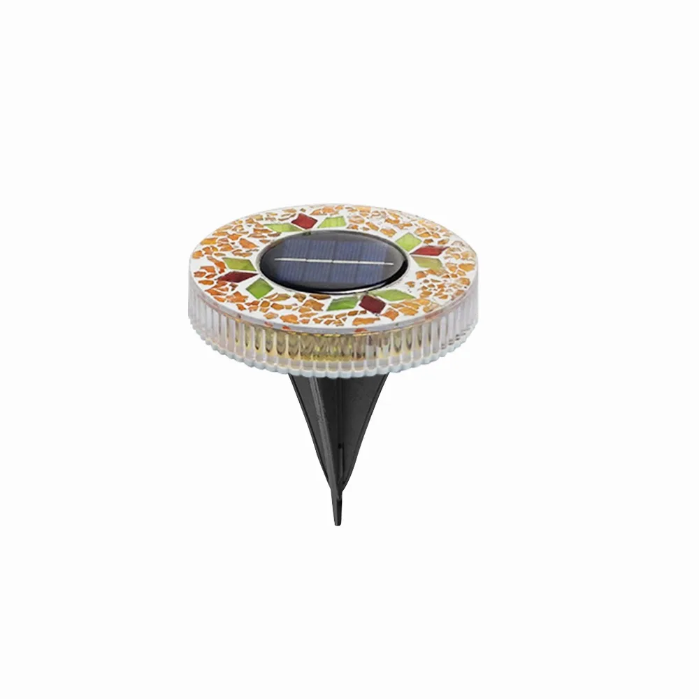 

Waterproof Mosaic Solar Disk Light Auto on/Off Round LED Garden Stake Lights Courtyard Landscape Lighting Solar-powered Lights