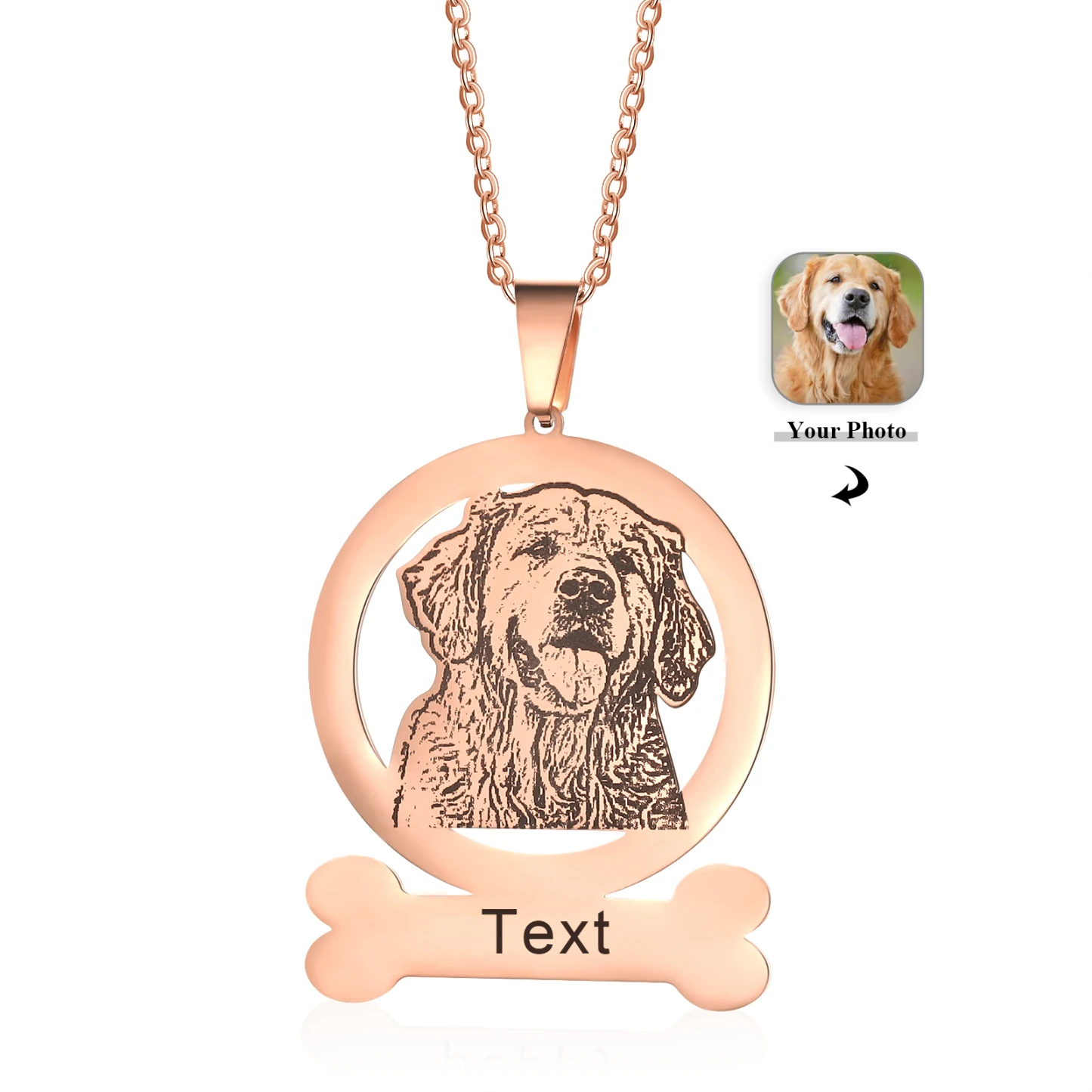 

Pet Personalized Photo & Text Necklace Custom Dog Pendant Custom Bone Name Necklace Gifts for Her Personalized Cat Jewelry