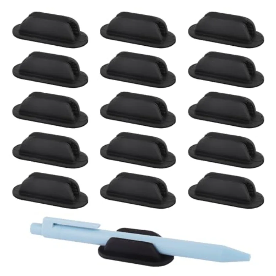 15-Pack Rubber Pen Holder, Adhesive Silicone Pencil Holder for Desk and Wall, Pen Holder for Clipboard, Classroom Supplies for
