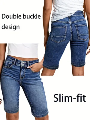 

Женские джинсовые шорты, стрейчевые джинсы с двойной застежкой на пуговицы, универсальные повседневные летние удобные шорты, женская джинсовая одежда