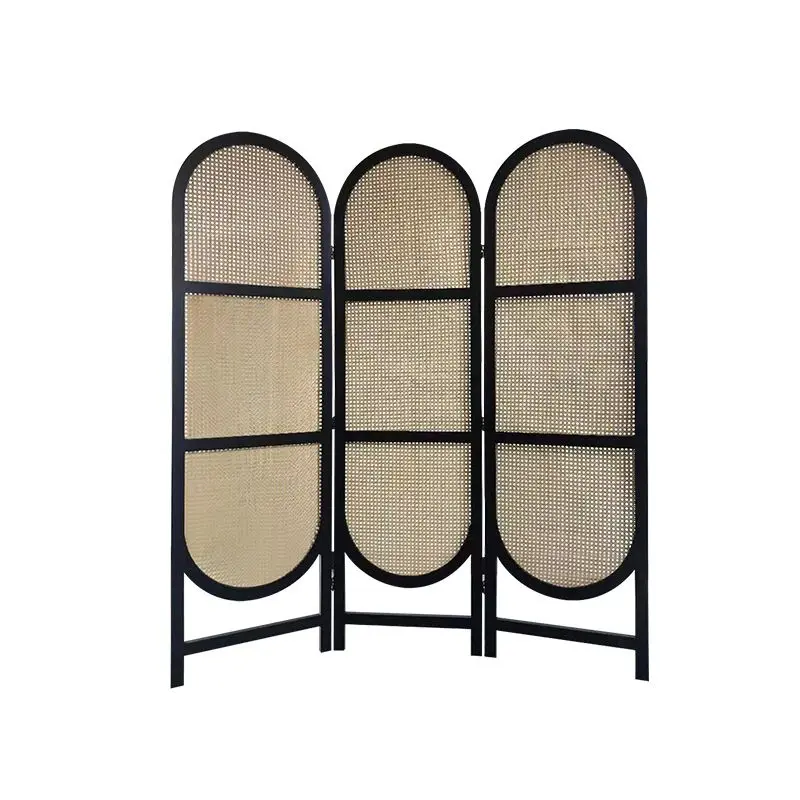 

Chinese screen partition, living room entrance entrance, bedroom occlusion, movable retro rattan folding solid wood folding
